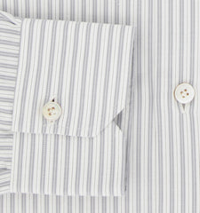 Kiton Light Blue Striped Cotton Shirt - Slim - (KT1223233) - Parent