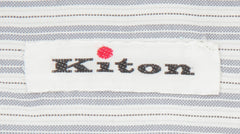 Kiton Light Blue Striped Cotton Shirt - Slim - (KT1223233) - Parent