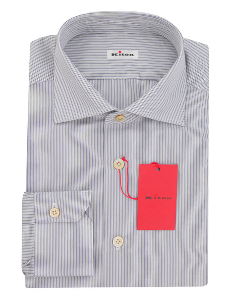 Kiton Blue Striped Cotton Shirt - Slim - (KT12122311) - Parent
