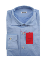 Kiton Light Blue Solid Cotton Shirt - Slim - 17.5/44 - (KT126229)