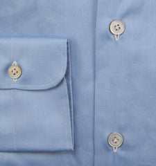 Kiton Light Blue Solid Cotton Shirt - Slim - (KT126229) - Parent