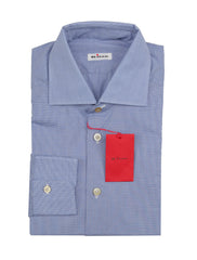 Kiton Blue Micro-Houndstooth Cotton Shirt - Slim - 18/45 - (KT1210228)