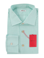 $600 Kiton Light Green Striped Shirt - Slim - (KT11142323) - Parent