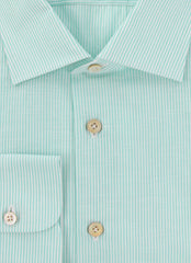 $600 Kiton Light Green Striped Shirt - Slim - (KT11142323) - Parent