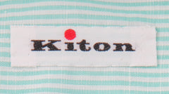 $600 Kiton Light Green Striped Shirt - Slim - (KT11142323) - Parent