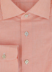 Kiton Orange Striped Cotton Blend Shirt - Slim - (KT1130239) - Parent