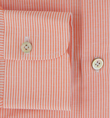 Kiton Orange Striped Cotton Blend Shirt - Slim - (KT1130239) - Parent