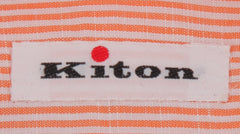 Kiton Orange Striped Cotton Blend Shirt - Slim - (KT1130239) - Parent