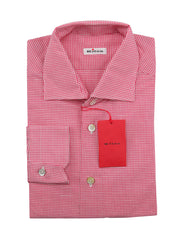 Kiton Pink Micro-Check Cotton Blend Shirt - Slim - (KT12202213) - Parent