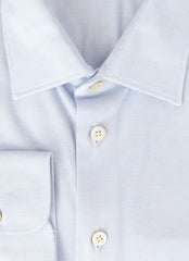 Kiton Light Blue Solid Cotton Shirt - Slim - (KT11222315) - Parent