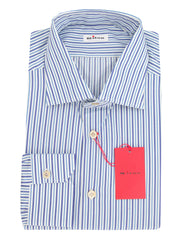 Kiton Blue Striped Cotton Shirt - Slim - 15.5/39 - (KT11302316)
