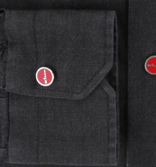 $800 Kiton Charcoal Gray Solid Cotton Blend Shirt - Slim - (KT821253) - Parent