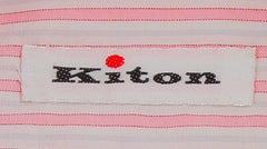 $600 Kiton Pink Striped Cotton Shirt - Slim - (KT11222312) - Parent