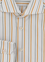 Kiton Orange Striped Cotton Shirt - Slim - (KT1130235) - Parent