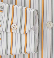 Kiton Orange Striped Cotton Shirt - Slim - (KT1130235) - Parent
