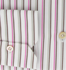 Kiton Pink Striped Cotton Shirt - Slim - (KT9122317) - Parent