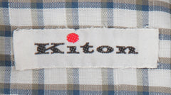 $600 Kiton Dark Blue Plaid Cotton Shirt - Slim - (KT11222311) - Parent
