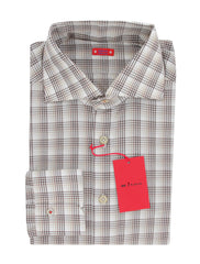 Kiton Brown Plaid Linen Blend Shirt - Slim - 16/41 - (KT923236)