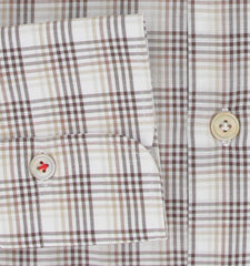 Kiton Brown Plaid Linen Blend Shirt - Slim - (KT923236) - Parent