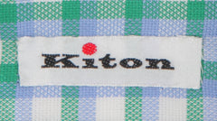 $600 Kiton Green Plaid Cotton Shirt - Slim - (KT11222310) - Parent