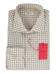Kiton Yellow Plaid Cotton Shirt - Slim - 16.5/42 - (KT1122238)