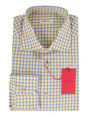 $600 Kiton Yellow Plaid Cotton Shirt - Slim - (KT1122238) - Parent