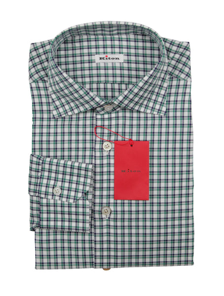 Kiton Green Plaid Cotton Shirt - Slim - (KT1182211) - Parent