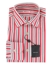 Kiton Red Striped Cotton Shirt - Slim - 15.5/39 - (KT11142312)