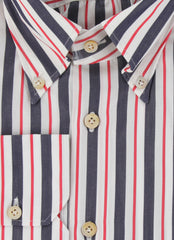 Kiton Dark Blue Striped Cotton Shirt - Slim - (KT11142311) - Parent