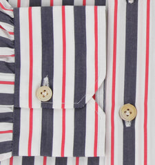 Kiton Dark Blue Striped Cotton Shirt - Slim - (KT11142311) - Parent