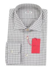 Kiton Light Gray Check Cotton Shirt - Slim - 17/43 - (KT1228235)