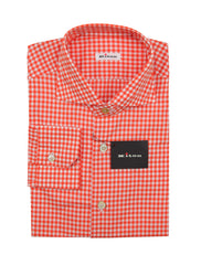 Kiton Orange Check Cotton Shirt - Slim - 15.5/39 - (KT118222)