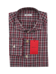 Kiton Burgundy Red Plaid Cotton Shirt - Slim - 18/45 - (KT1224224)