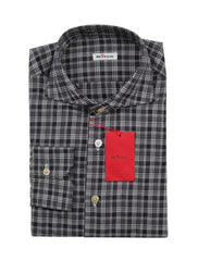 Kiton Charcoal Gray Plaid Cotton Shirt - Slim - (KT1215225) - Parent