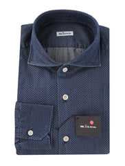 Kiton Dark Blue Polka Dot Cotton Shirt - Slim - 15.75/40 - (KT11142319)