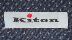 $600 Kiton Dark Blue Polka Dot Cotton Shirt - Slim - (KT11142319) - Parent