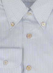 $600 Kiton Light Blue Striped Cotton Shirt - Slim - (KT11142314) - Parent