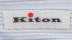 $600 Kiton Light Blue Striped Cotton Shirt - Slim - (KT11142314) - Parent