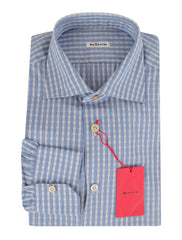 Kiton Light Blue Plaid Cotton Shirt - Slim - (KT11142316) - Parent