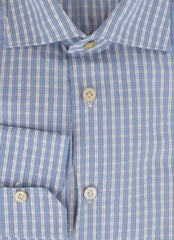 Kiton Light Blue Plaid Cotton Shirt - Slim - (KT11142316) - Parent