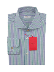 Kiton Green Plaid Cotton Shirt - Slim - 15.5/39 - (KT1224223)