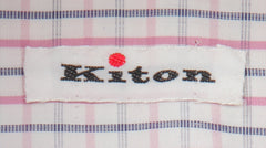$600 Kiton Pink Plaid Cotton Shirt - Slim - (KT11142320) - Parent