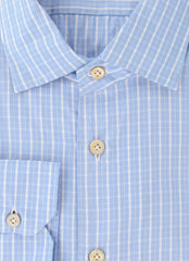 Kiton Light Blue Plaid Cotton Shirt - Slim - (KT11142317) - Parent