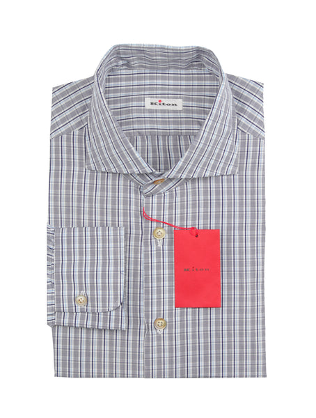 Kiton Dark Blue Plaid Cotton Shirt - Slim - (KT1210224) - Parent