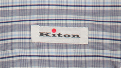 Kiton Dark Blue Plaid Cotton Shirt - Slim - (KT1210224) - Parent