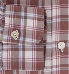 Kiton Brown Plaid Cotton Shirt - Slim - (KT1223236) - Parent