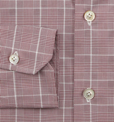 Kiton Burgundy Red Plaid Cotton Shirt - Slim - (KT1224222) - Parent