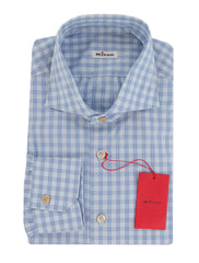 Kiton Light Blue Plaid Cotton Shirt - Slim - 17/43 - (KT11142315)