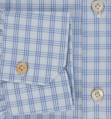 Kiton Light Blue Plaid Cotton Shirt - Slim - (KT11142315) - Parent