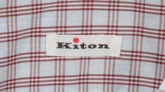Kiton Burgundy Red Plaid Cotton Shirt - Slim - (KT1224221) - Parent
